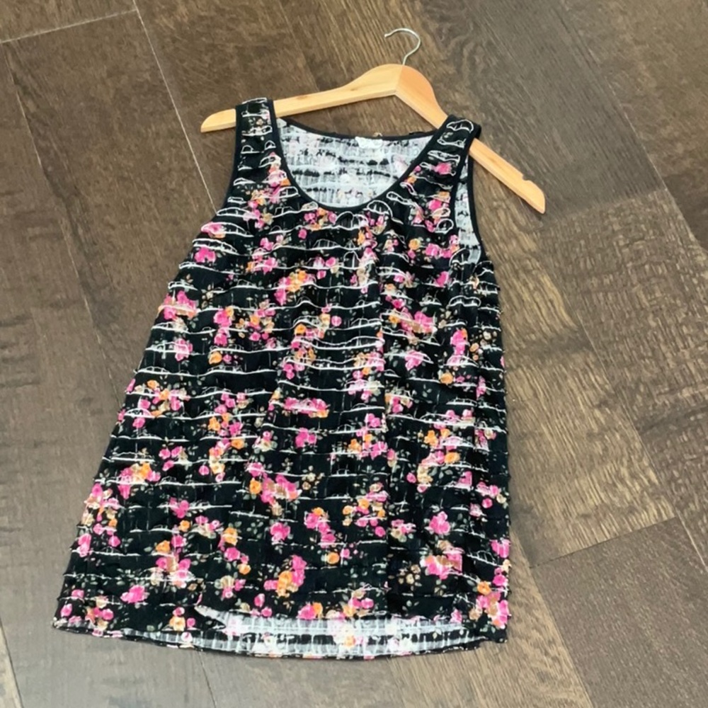 Free people ruffle and floral top. Used to be a dress but I cut it into a top